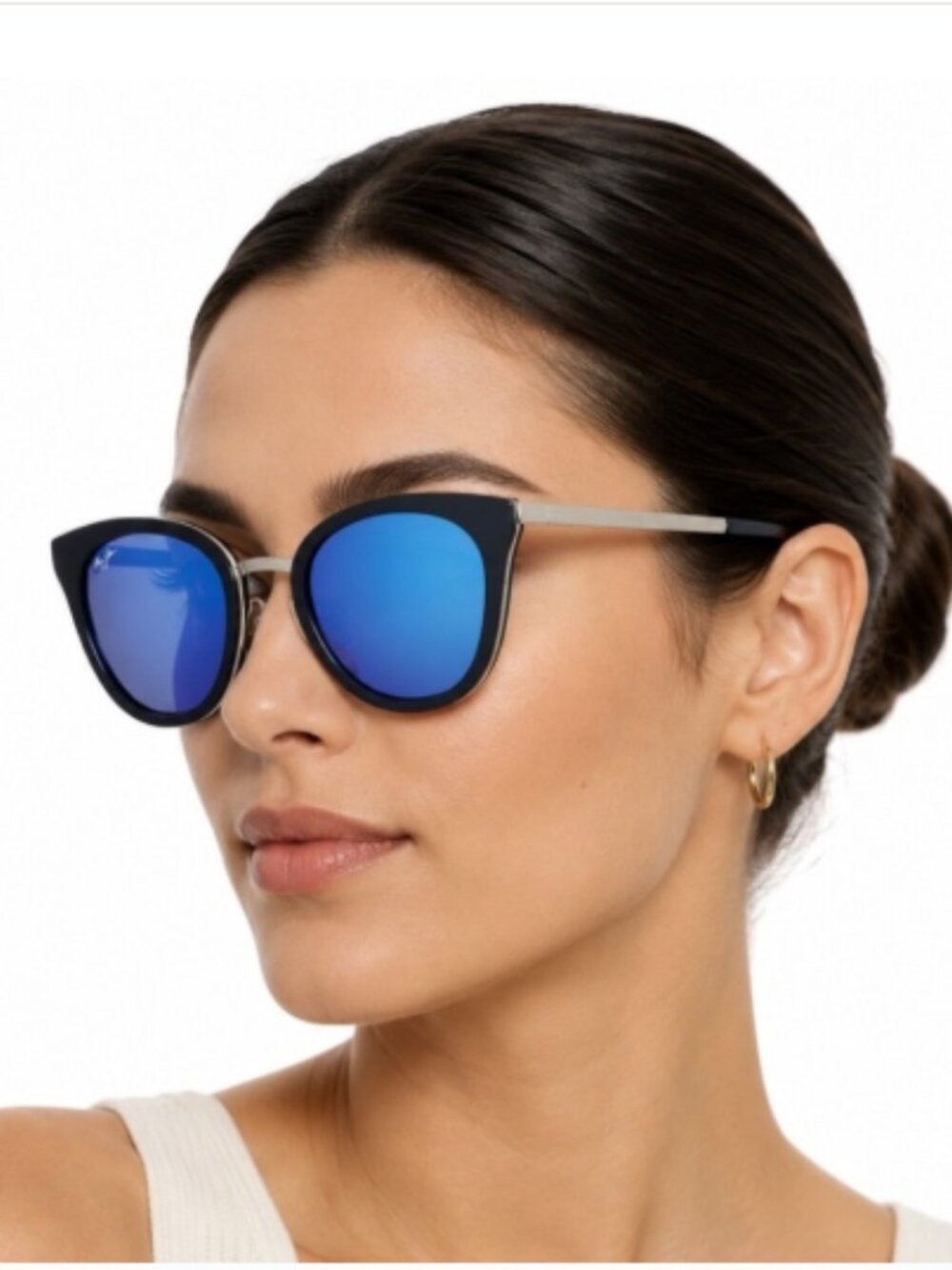 MAUI JIM Wood Rose Butterfly Navy Polarized Sunglasses with Case MJ870-03--NEW - Picture 2 of 16